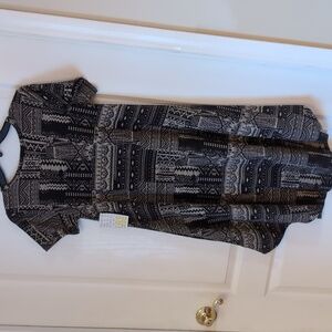 LulaRoe Black & Taupe Carly High Low Swing Dress. Size XXS. NEW
